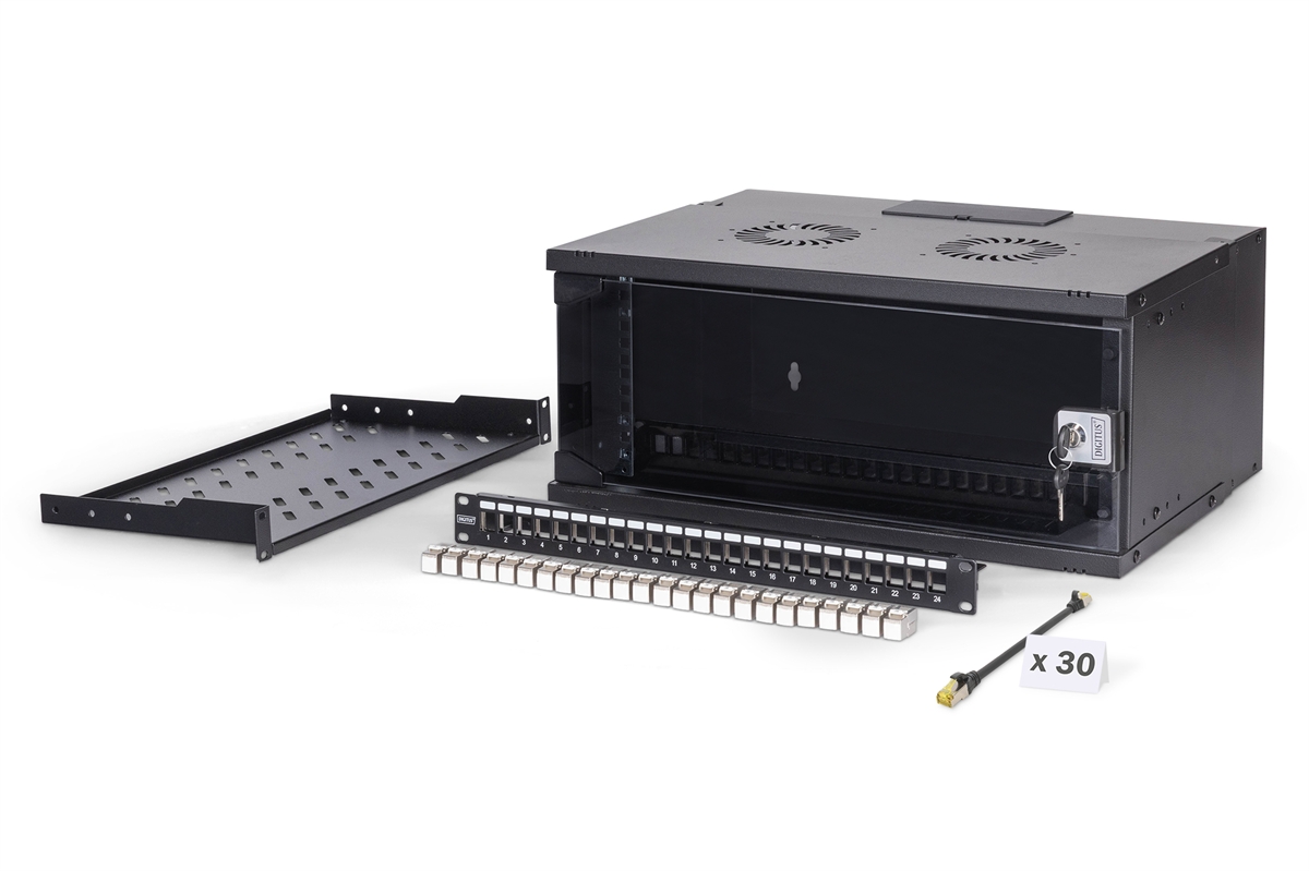 ARMADIO RACK DI RETE DIGITUS 19" CON ACCESSORI - 4U, 540 x 400 mm (L x P)