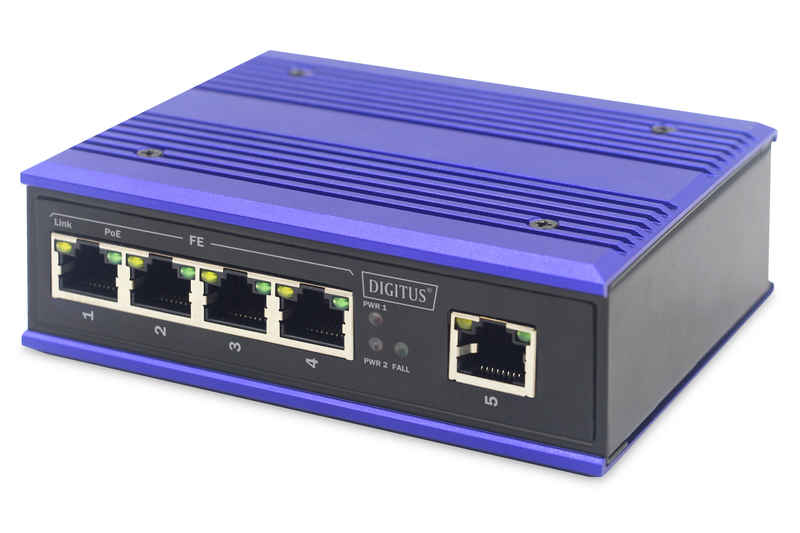 SWITCH INDUSTRIALE 4 PORTE 10/100 POE + 1 PORTA UPLINK DIGITUS