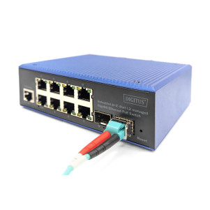 DIGITUS Switch industriale Gigabit Ethernet PoE gestito a 8+2 porte L2
