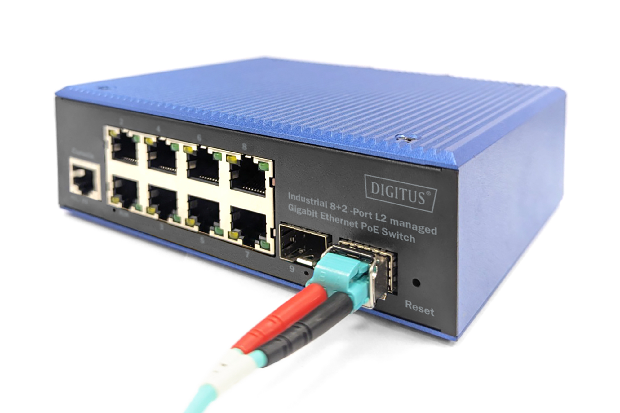 DIGITUS Switch industriale Gigabit Ethernet PoE gestito a 8+2 porte L2