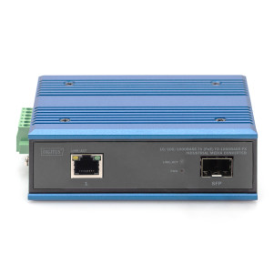 DIGITUS 10/100/1000Base-TX (PoE) a 1000Base-FX media converter industriale