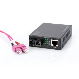MEDIA CONVERTER GIGABIT POE, RJ45 CONNETTORE FIBRA OTTICA SC MULTIMODE