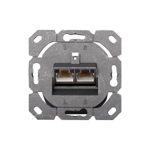 PLACCA PRESA MURO CAT. 6A SCHERMATA CON 2 PRESE RJ45 INSTALLAZIONE CAVI ORIZZONTALE