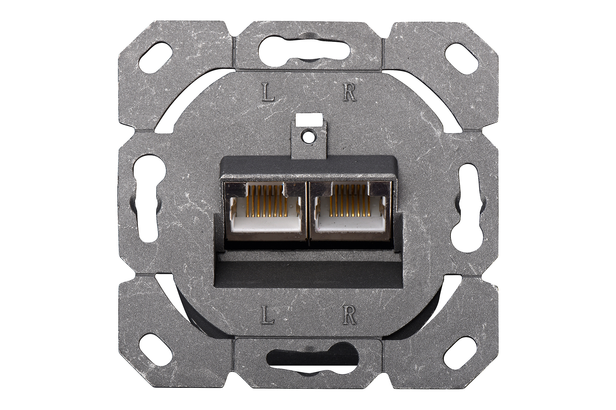 PLACCA PRESA MURO CAT. 6A SCHERMATA CON 2 PRESE RJ45 INSTALLAZIONE CAVI ORIZZONTALE