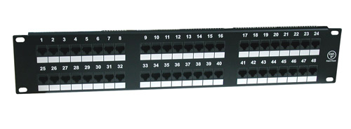 PANNELLO PATCH 19" NON SCHERMATO UTP 48 PORTE 8 POLI RJ45 PER RETI CATEGORIA 5E - 2 UNITA'
