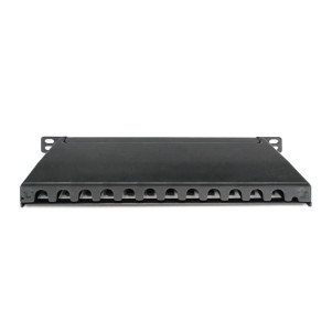 Pannello patch sottile Cat.6A, schermato, 12 porte, 0,5 U, 10", nero