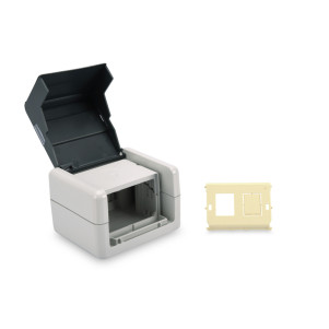 DIGITUS Set prese di collegamento dati con coperchio ribaltabile incl. inserto per 2 moduli Keystone, IP44