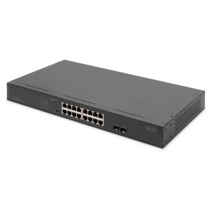 Switch di rete Gigabit a 16 porte, 19 pollici, non gestito, 2 porte uplink, SFP