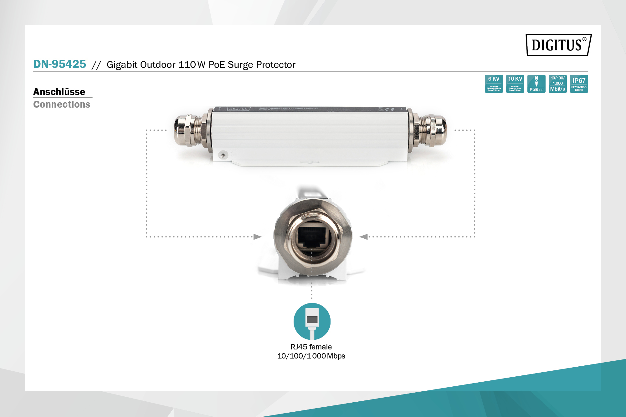 DIGITUS Protezione contro le sovrantensioni 60 W Gigabit PoE