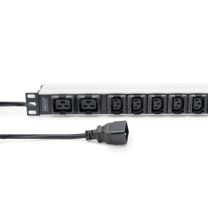 DIGITUS Presa multipla con profilo in alluminio, 10x, cavo di alimentazione di 2 m, presa IEC C20