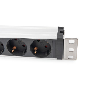 Presa multipla con profilo in alluminio e interruttore, protezione contro le sovratensioni, filtro di rete, presa munita di messa a terra 5x, cavo 2 mt