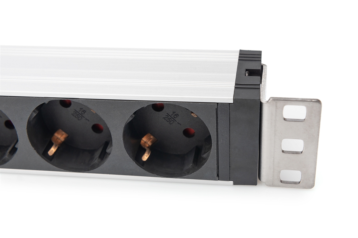 Presa multipla con profilo in alluminio e interruttore, protezione contro le sovratensioni, filtro di rete, presa munita di messa a terra 5x, cavo 2 mt