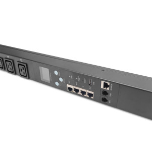 DIGITUS Smart PDU, Input Monitored, ingresso 1x16A, uscite 20 x C13, 4 x C19