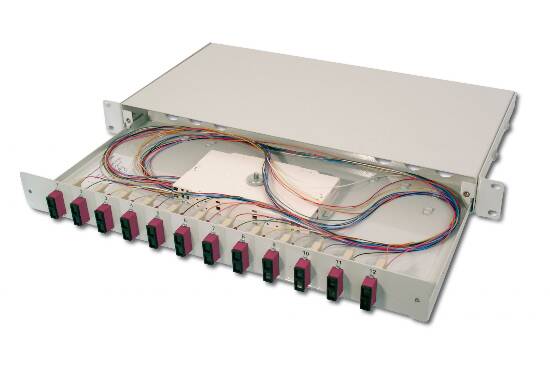 PANNELLO ESTRAIBILE 19" PER FIBRA OTTICA CON 12 CONNETTORI SC DUPLEX OM4