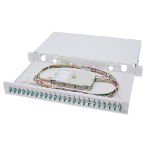 PANNELLO ESTRAIBILE 19" PER FIBRA OTTICA CON 24 CONNETTORI LC DUPLEX OM3