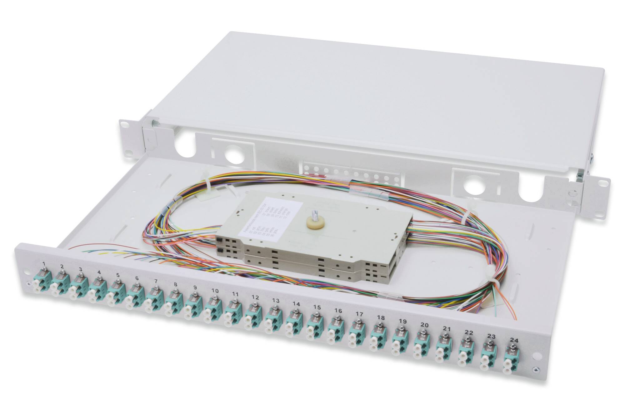 PANNELLO ESTRAIBILE 19" PER FIBRA OTTICA CON 24 CONNETTORI LC DUPLEX OM3