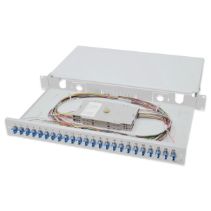 PANNELLO ESTRAIBILE 19" PER FIBRA OTTICA CON 24 CONNETTORI LC OS2 SINGLEMODE