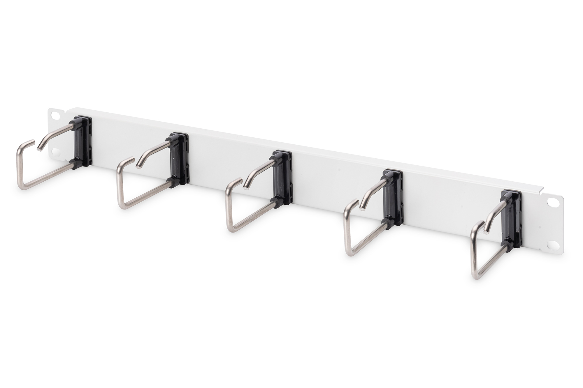 PANNELLO DI GESTIONE CAVI 1HE 5 ANELLI IN ACCIAIO 40X75 MM, GRIGIO (RAL 7035)