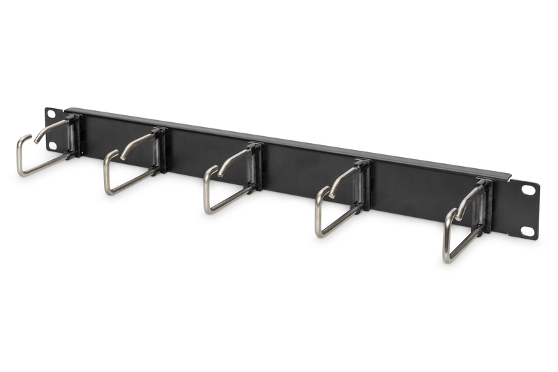 PANNELLO DI GESTIONE CAVI 1HE 5 ANELLI IN ACCIAIO 40X75 MM, NERO (RAL 9005)