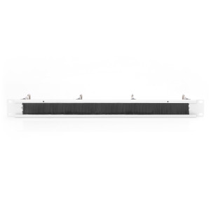 PANNELLO DI GESTIONE CAVI 1HE CON GUARNIZIONE A SPAZZOLA 4 ANELLI IN ACCIAIO 40X75 MM, GRIGIO (RAL 7035)