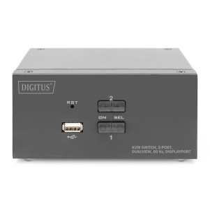 DIGITUS Switch KVM, 2 porte, Dual Display, 4K, DisplayPort¨