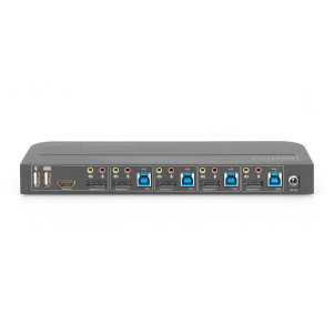 DIGITUS Switch KVM, 4 porte, 4K60Hz, 4 x DP in, 1 x DP/HDMI out