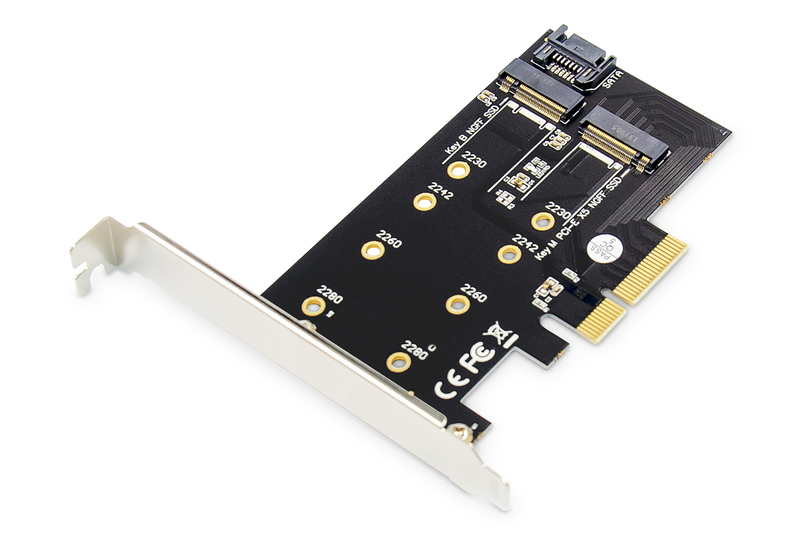 SCHEDA ADD-ON M.2 NGFF/NVME SSD PCIEXPRESS SUPPORTA CHIAVI B, M E B+M, DIMENSIONI 80, 60, 42 E 30 MM
