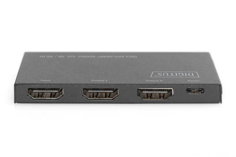 SPLITTER ULTRA SLIM HDMI, 1X2, 4K/60HZ HDR, HDCP 2.2, 18 GBPS, MICRO USB POWER