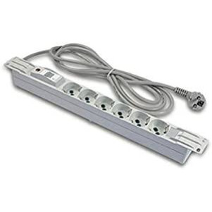 MULTIPRESA ALIMENTAZIONE PER RACK 19" IN PLASTICA CON 6 PRESE UNIVERSALI TRIPOLARI/SCHUKO MAGNETOTERMICA CON SPINA SCHUKO CAVO MT 3