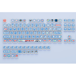 Set di 129 tasti Hand Painted Blue PBT XDA