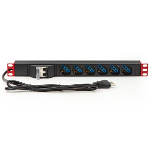 MULTIPRESA ALIMENTAZIONE PER RACK 19" CON 6 PRESE UNIVERSALI TRIPOLARI/SCHUKO MAGNETOTERMICA CON STAFFE COLORE ROSSO