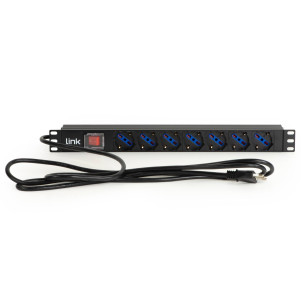 MULTIPRESA DA RACK 19" 7 PRESE UNIVERSALI CON INTERRUTTORE SPINA ITALIANA 16A CAVO MT 5
