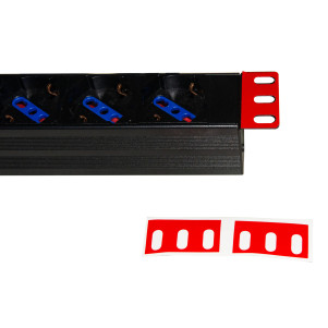 CONFEZIONE 5 COPPIE ETICHETTE ROSSE PER SUPPORTI LATERALI 19" MULTIPRESE RACK