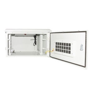 ARMADIO RACK 19 POLLICI 6U PER RETI DA ESTERNO CLASSE PROTEZIONE IP55 MISURE MM (L)600X(P)450X(A)333 GRIGIO CHIARO CON VENTOLE FILTRATE
