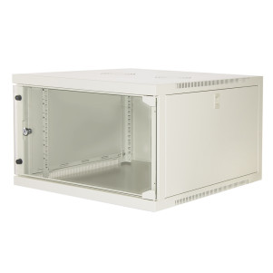 ARMADIO RACK 19" 6 UNITA' DA MURO (A)350X (L)540 X PROFONDITA' 600 MM. COLORE GRIGIO  PORTA VETRO