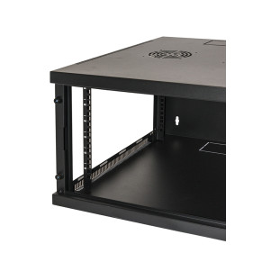 ARMADIO RACK 19" 6 UNITA' DA MURO (A)350X (L)540 X PROFONDITA' 600 MM. COLORE NERO PORTA VETRO