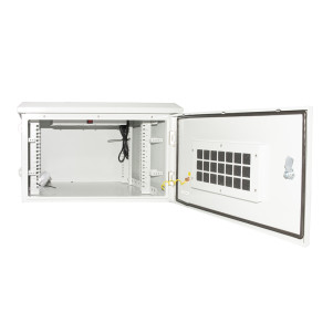 ARMADIO RACK 19 POLLICI 9U PER RETI DA ESTERNO CLASSE PROTEZIONE IP55 MISURE MM (L)600X(P)600X(A)467 GRIGIO CHIARO CON VENTOLE FILTRATE