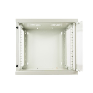 ARMADIO RACK 19" 9 UNITA' DA MURO (A)490X (L)540 X PROFONDITA' 600 MM. COLORE GRIGIO CHIARO PORTA VETRO