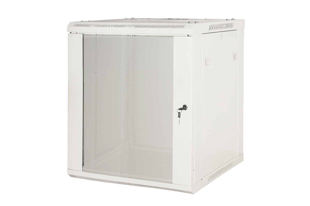 ARMADIO RACK 19" 9 UNITA' DA MURO A) 500 x (L) 600 x (P) 450 GRIGIO DISASSEMBLATO PORTA VETRO