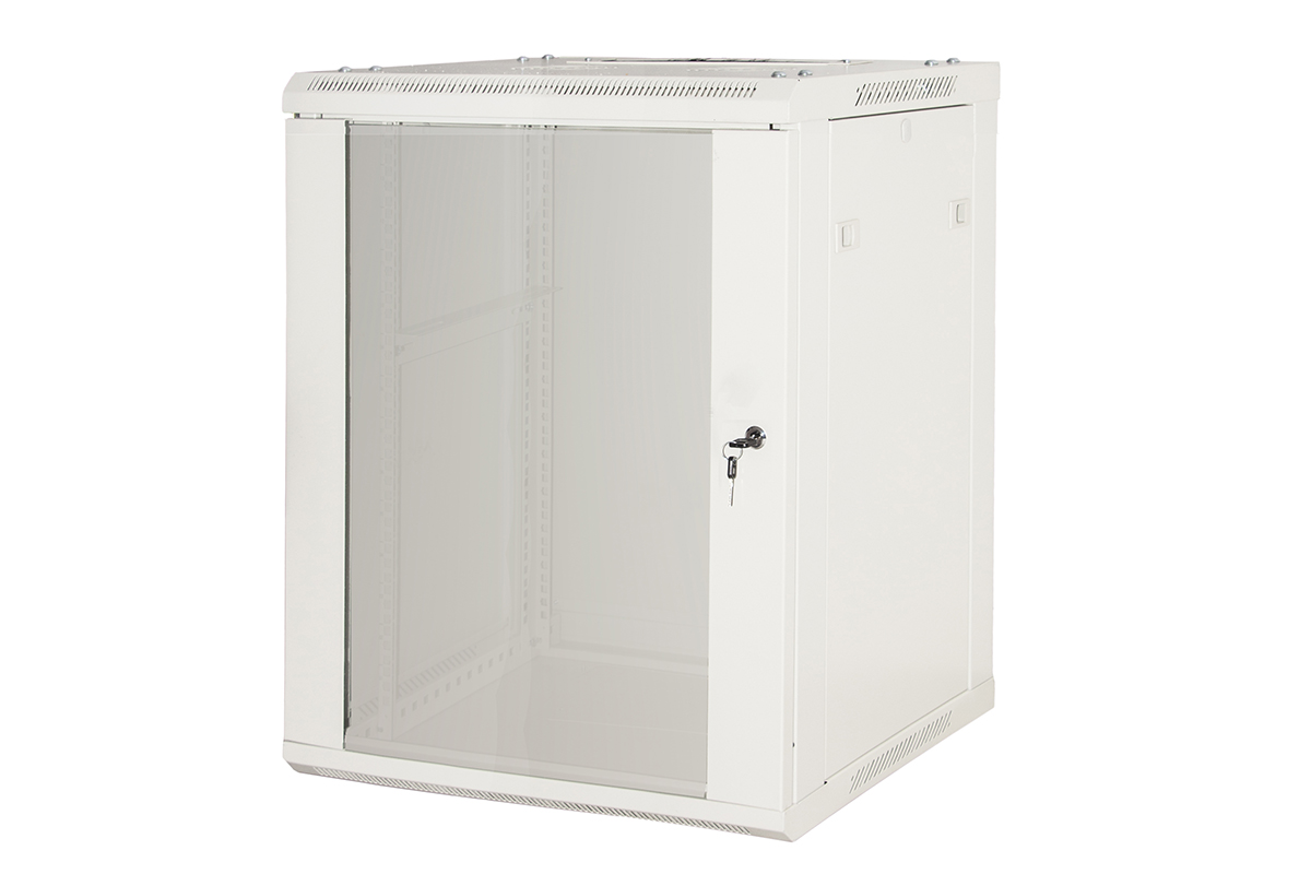 ARMADIO RACK 19" 12 UNITA' DA MURO (A) 635 x (L) 600 x (P) 450 GRIGIO DISASSEMBLATO PORTA VETRO