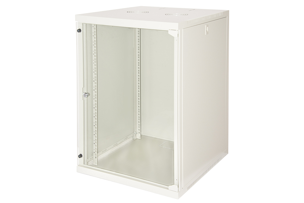 ARMADIO RACK 19" 15 UNITA' DA MURO (A)750X (L)540X (P) 600 MM. COLORE GRIGIO CHIARO, PORTA A VETRO.