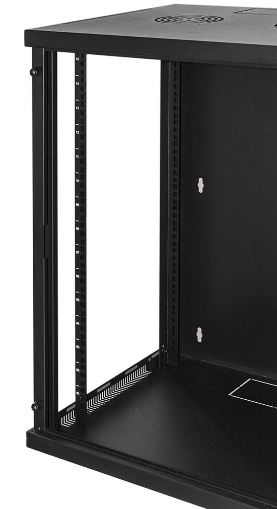 ARMADIO RACK 19" 15 UNITA' DA MURO PER RETI (A)750 X (L)540 X (P) 450 MM COLORE NERO PORTA VETRO