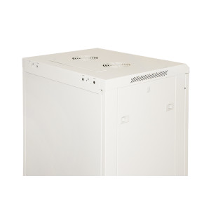 ARMADIO RACK 19" 18 UNITA' DA MURO (A)900 (L)600 X PROFONDITA' 600 MM. COLORE GRIGIO CHIARO PORTA VETRO