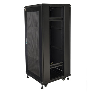 ARMADIO RACK 19 27U (A)1388 (L)600 (P)1000 COLORE NERO PORTA METALLO TRAFORATA