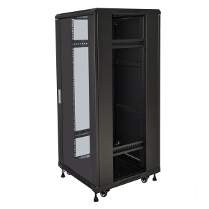 ARMADIO RACK 19" 27U (A)1388 (L)600 (P)600 COLORE NERO PORTA VETRO