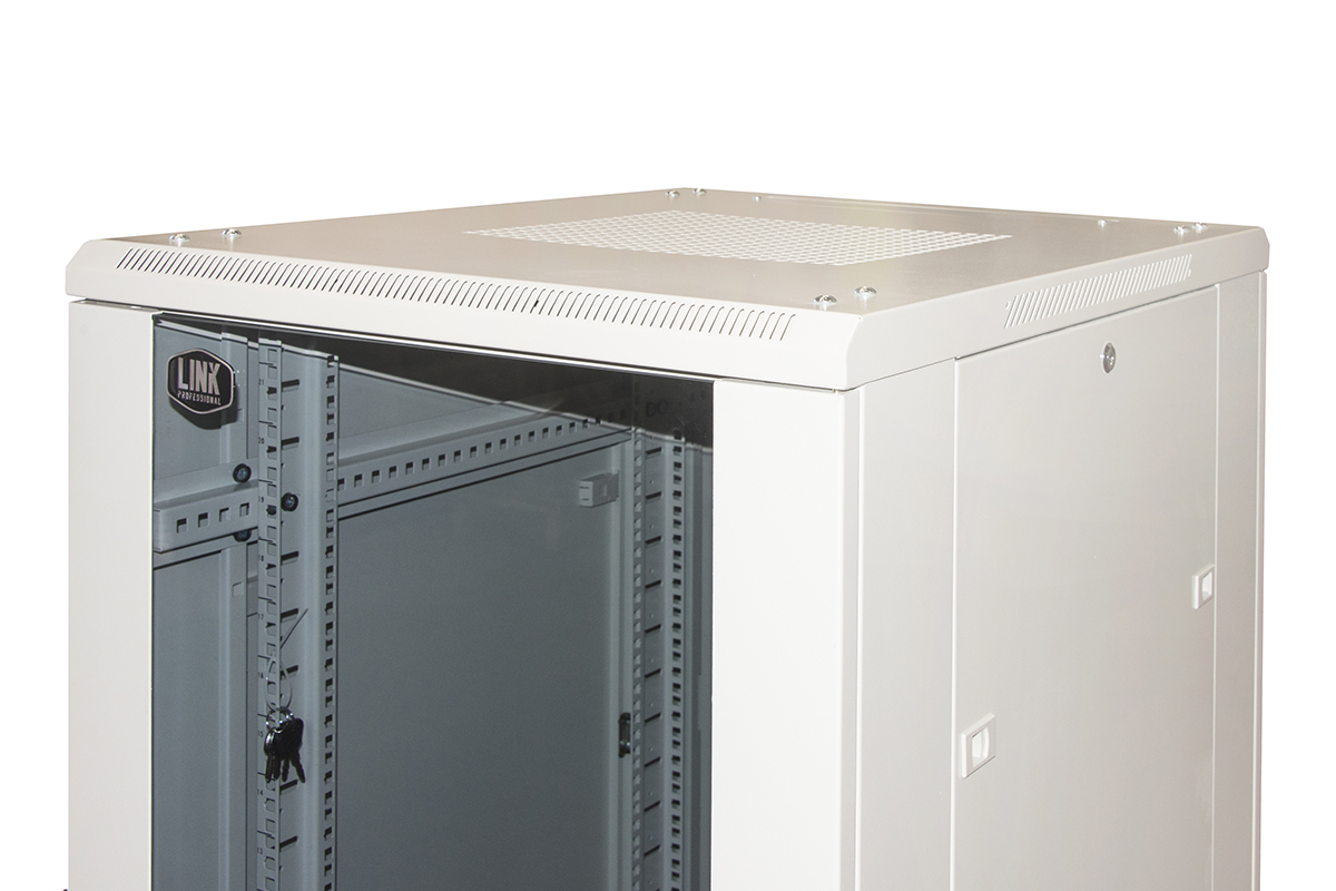 ARMADIO RACK 19" PER RETI 32U (A)1610, (L)600, (P)800 COLORE GRIGIO PORTA VETRO DISASSEMBLATO