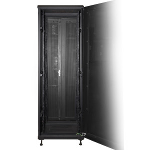 ARMADIO RACK 19" PER RETI 37U (A)1833, (L)600, (P)1000 COLORE NERO PORTA TRAFORATA DISASSEMBLATO