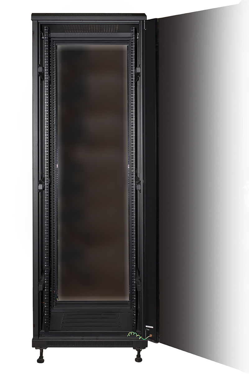 ARMADIO RACK 19" PER RETI 37U (A)1770, (L)600, (P)800 COLORE NERO PORTA VETRO