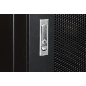 ARMADIO RACK 19" 42U (A)2055, (L)800, (P)1000 PORTA TRAFORATA COLORE NERO CON GUIDACAVI LATERALE DA ASSEMBLARE