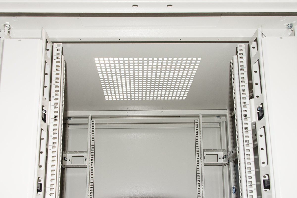 ARMADIO RACK 19" 42U (A)2055, (L)800, (P)800 COLORE GRIGIO PORTA VETRO CON GUIDACAVI  LATERALE